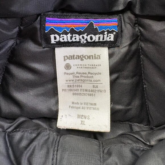 Patagonia Mens Black Stand Up Collared Full Zip Pocket Puffer Jacket Size XL - Picture 8 of 12